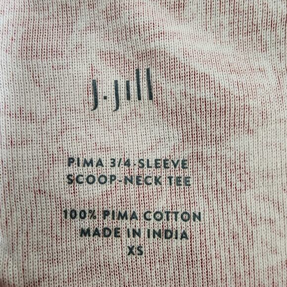 J. Jill Pima 3/4 Sleeve Scoop Neck Tee Size XS Red Seashell Print Pima Cotton - Picture 7 of 9